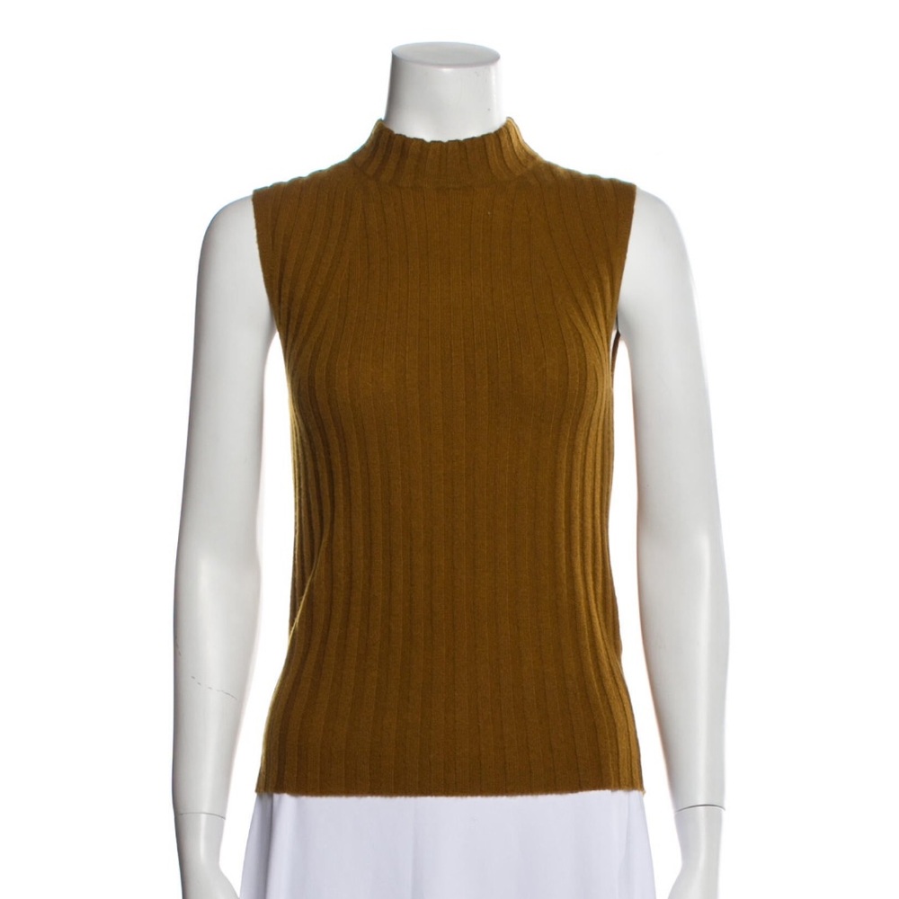 Vince Cashmere Ribbed Mock-neck Sleeveless Sweater